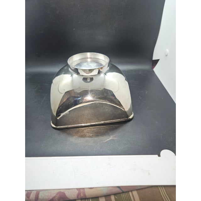 Art Deco Vintage Modernist Silverplate Over Brass Bowl For Sale - Image 3 of 3