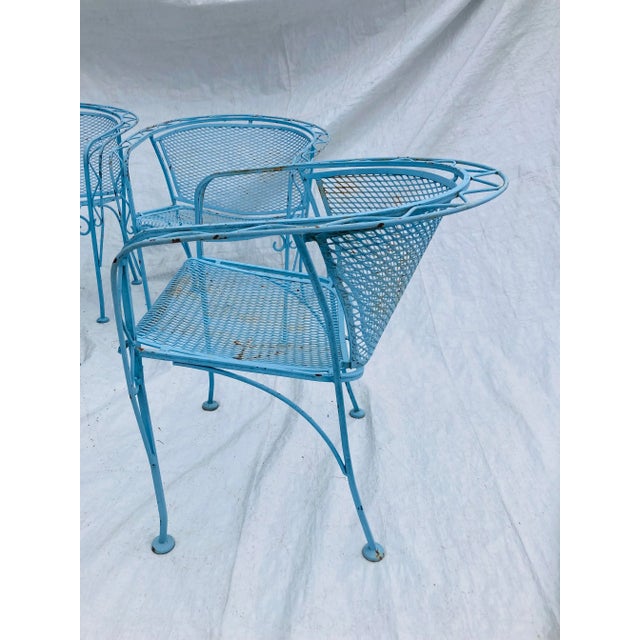 1940s Mid-Century Salterini Woodard Wrought Iron Patio Chairs - Set of 4 For Sale - Image 4 of 10