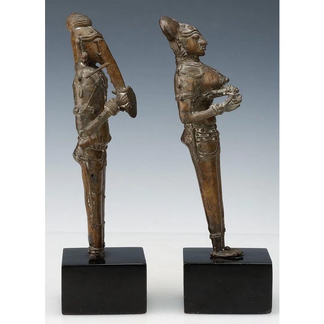 18th C Pair of Indian Bronzes Shiva Parvati as Hunters South India Tamil Nadu Metal Antique For Sale - Image 4 of 12