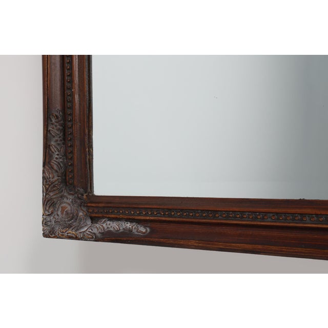 Brown Antique Facet-Cut Mirror with Carved Wood Frame, France, 1850s For Sale - Image 8 of 12