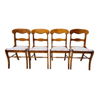 1970s Ethan Allen Nutmeg Furniture Dining Chairs Set of 4 For Sale