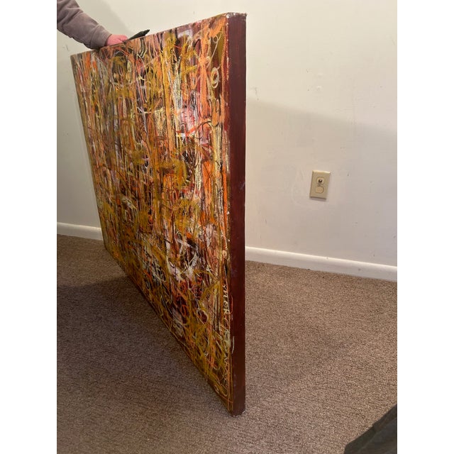 Abstract Crossing Boundaries, Original Contemporary Abstract Expressionist Painting By, Ellen Reinkraut Mixed Media For Sale - Image 3 of 7