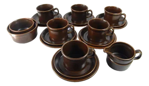 Sterling Brown Tea Set from Wedgwood, 1970s. Set of 15