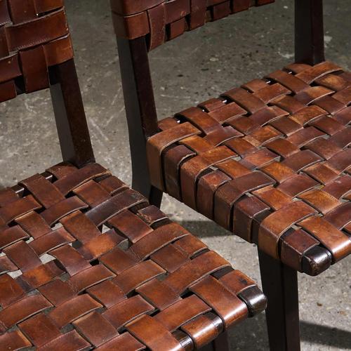 Chairs in Cognac Leather and Stained Oak from Jens Risom, United States, 1940s, Set of 2 For Sale - Image 6 of 11