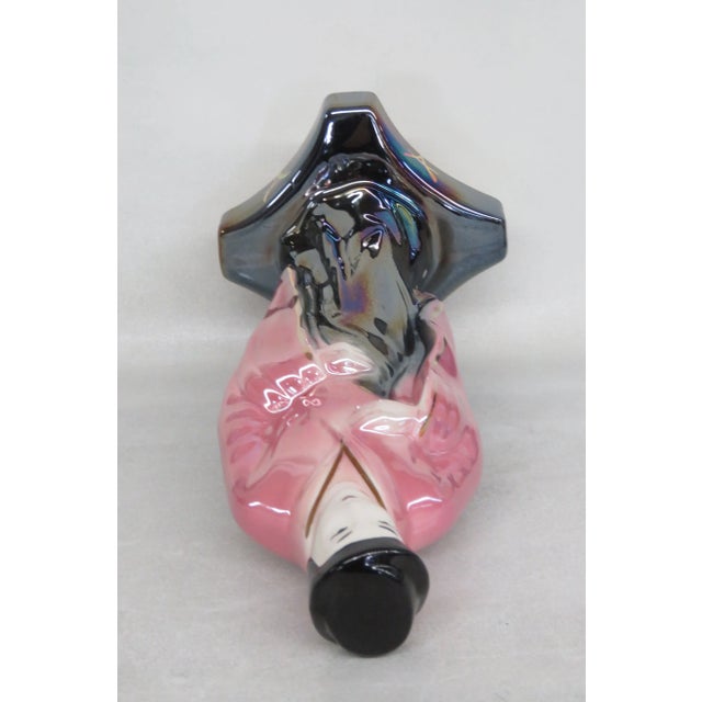 Ceramic Japanese Lusterware Iridescent Pink and Black Man in Kimono Figurine For Sale - Image 7 of 12