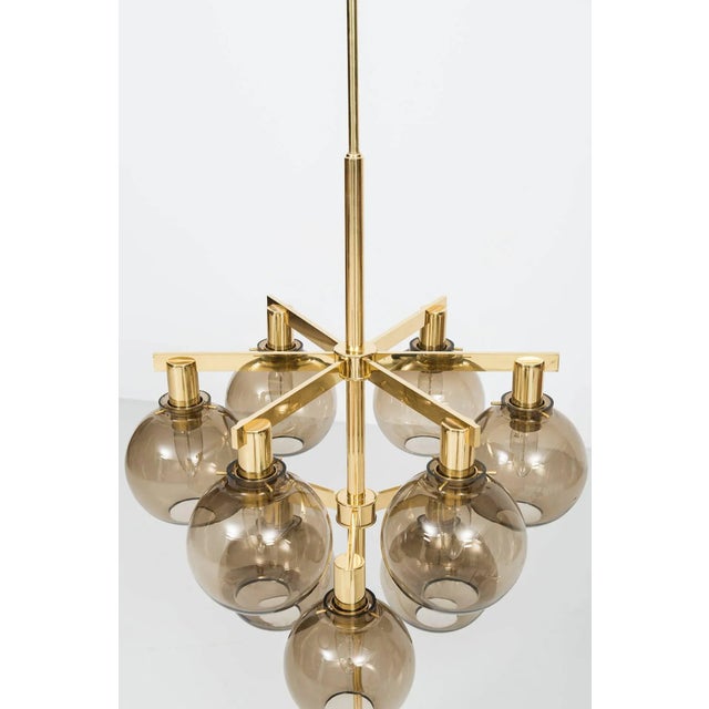 Brass & Smoked Glass Ceiling Lamp by Hans-Agne Jakobsson, 1950s For Sale - Image 3 of 11
