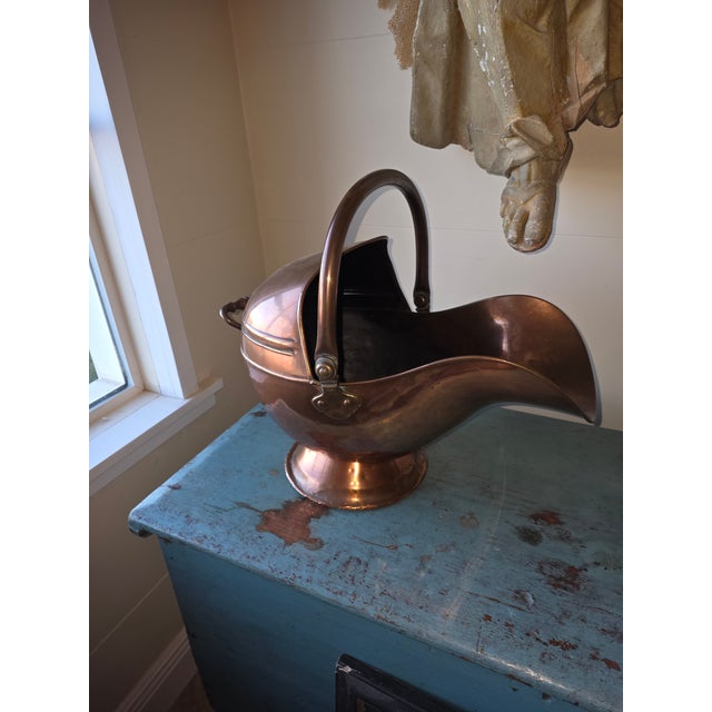 Antique Copper Helmet Form Scuttle For Sale - Image 13 of 13