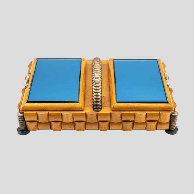 Vintage Wooden Box with Brass Decor in the style of Paolo Buffa, 1930s For Sale - Image 3 of 11