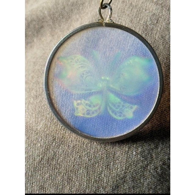 Vintage 1980s Space Age Style Laser Hologram Butterfly Pendant Necklace For Sale - Image 4 of 11