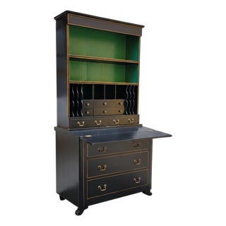 19th-C. American Federal Ebonized & Gilt Painted Drop Front Secretary Desk For Sale