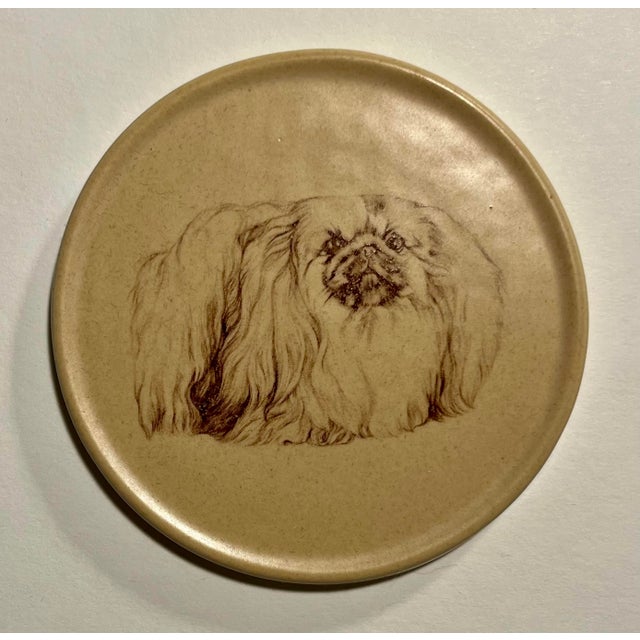 Traditional Set of 4 Vintage Honiton Pottery England Round Ceramic Dogs Coasters For Sale - Image 3 of 8