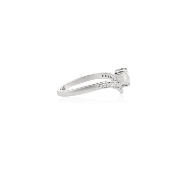 Not Yet Made - Made To Order Chic Heart Cut Diamond Chevron Ring for Proposal in 18k White Gold Size 7 For Sale - Image 5 of 13