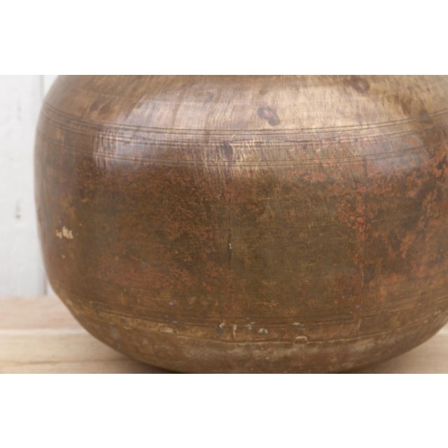 Metal Rare Antique Polished Brass Planter For Sale - Image 7 of 10