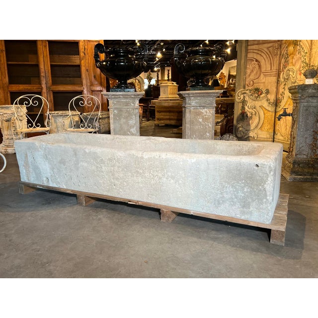 A Long Antique White Limestone Trough From Eastern France, Circa 1800 For Sale - Image 4 of 18