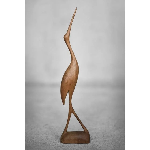 Mid-Century Modern Danish Mid-Century Modern Wood Crane Figurine, 1960s For Sale - Image 3 of 11