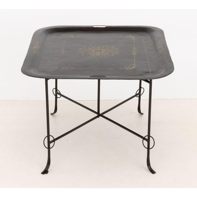 Vintage Tole Painted Tray Table For Sale - Image 4 of 10