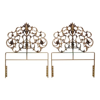 Rococo Gold Gilt Hollywood Regency Iron Twin Headboards ~ a Pair For Sale