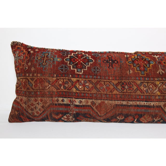 Early 20th Century Antique Vintage Tribal Handwoven Wool Lumbar Pillow -16'' X 46'' For Sale - Image 5 of 11
