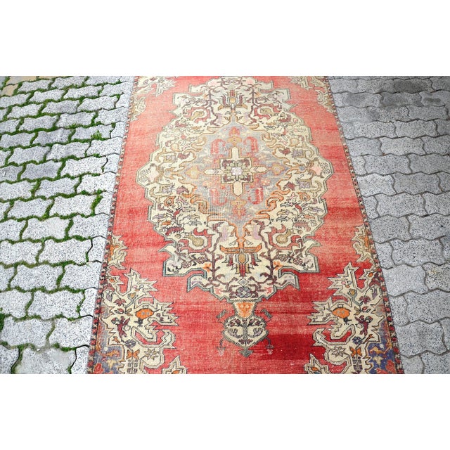 Tribal Vintage Red Wool Turkish Rug For Sale - Image 3 of 11