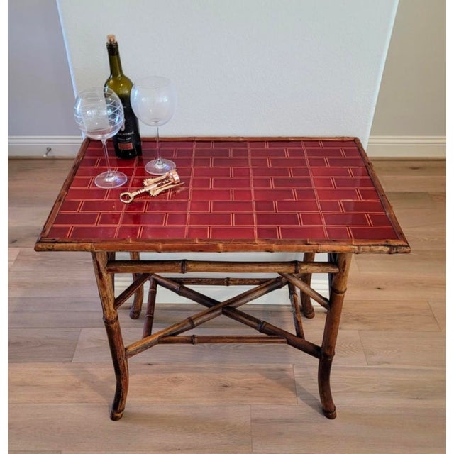 A stunning example of late Victorian art furniture and period tilework, we present this outstanding English Aesthetic...