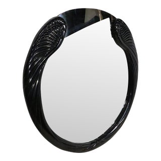 Hollywood Regency Black Lacquer Mirror Made in Italy C. 1970/80’s For Sale