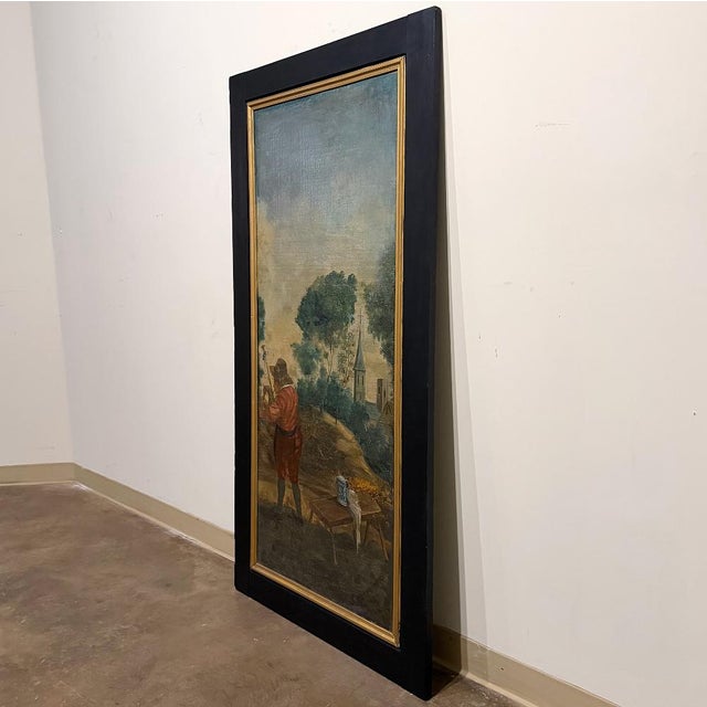 18th Century French Breton Boiserie Panel Oil on Canvas in Napoleon III Frame For Sale In Baton Rouge - Image 6 of 16