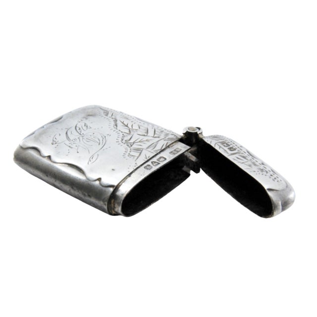 Silver Matchbox with Engraved Plant Motifs Surrounding Monogram Card For Sale - Image 11 of 11
