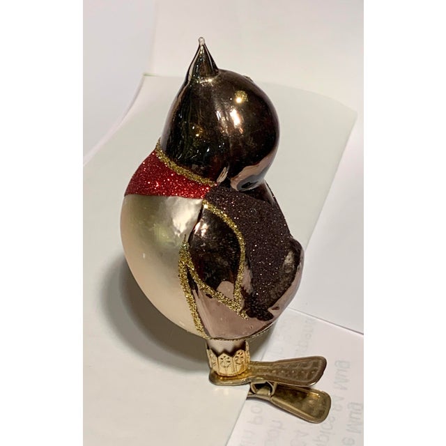 Traditional Vintage 1970s Songbird Clip-On Hand Blown Christmas Ornament With Gold Micca For Sale - Image 3 of 11