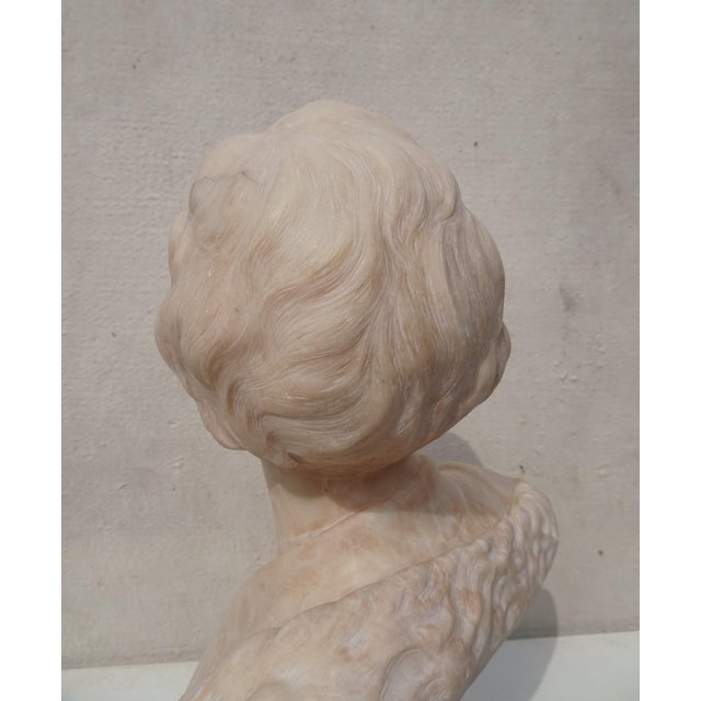 Italian Artist, Large Art Deco Carved Bust of Woman, 1920s-1940s, Alabaster For Sale - Image 17 of 18