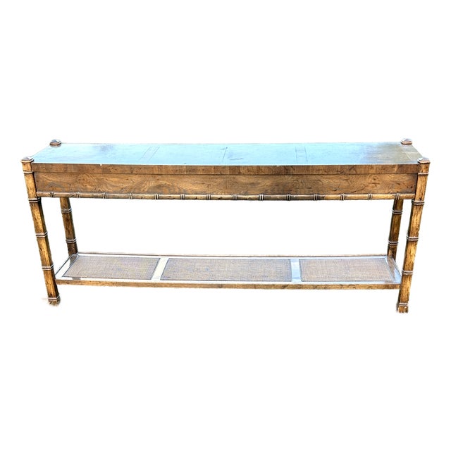 Vintage Drexel Heritage Faux Bamboo and Cane Console Table For Sale