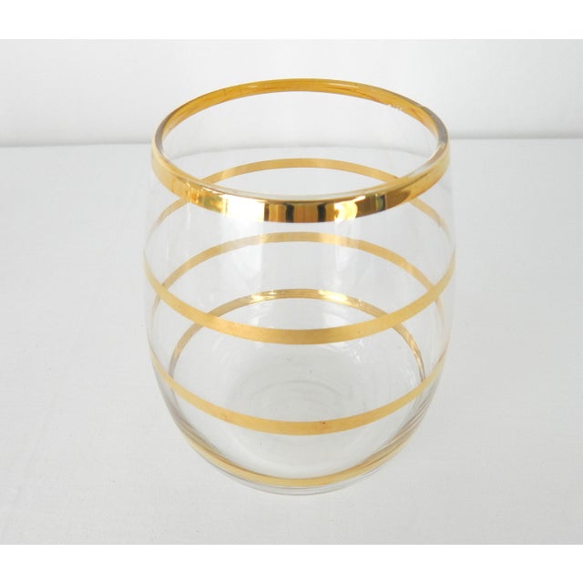 Vintage Striped Gold Lowballs- Set of 4 For Sale - Image 9 of 11