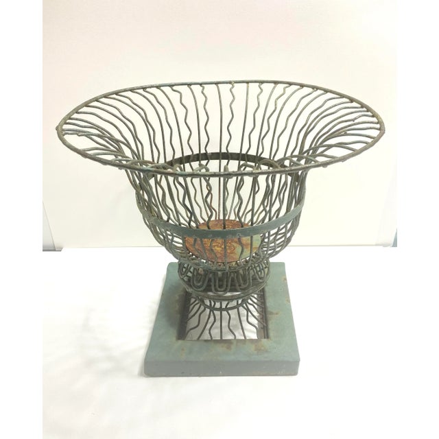 Victorian Vintage Victorian-Style Wire Garden Urn Planter With Pedestal Base For Sale - Image 3 of 8