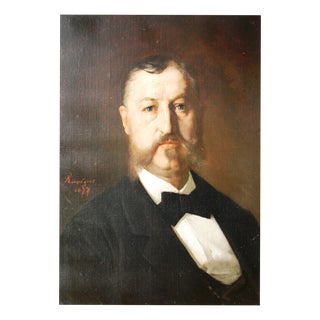 Auguste Francois Roumegous, Portrait Composition, 1877, Oil Painting on Panel, Framed For Sale