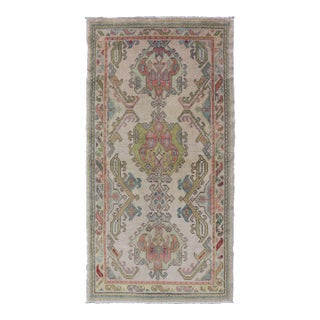 Layered Medallion Vintage Turkish Area Rug Oushak 2'10"x5'8" For Sale