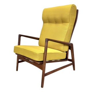 Mid Century Danish Modern Restored Reclining Armchair Lounge by Kofod Larsen For Sale