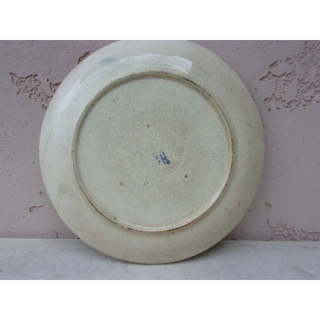 Late 19th Century C.1890 Large Majolica Morning Glory Plate Wasmuel For Sale - Image 5 of 7