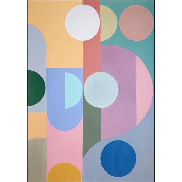 2026, Art Deco Diagrams Painting, Vivid Tones Geometric Shapes Diptych, Acrylic Paint on Watercolor Paper by Natalia Roman For Sale In Miami - Image 6 of 10