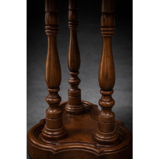 Mid 20th Century Vintage Gentleman’s Smoking Table With Gallery Tray Top and Cigar Rest Compartments – Turned Pedestal Base For Sale - Image 5 of 9