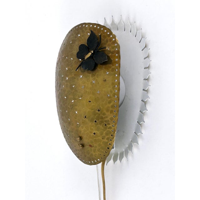 Mid-Century Modern Perforated Brass Papillon Sconce, Sweden, 1960s For Sale - Image 12 of 18