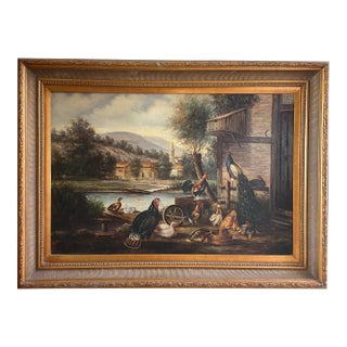 Mid 20th Century Framed Still Life of Chickens For Sale