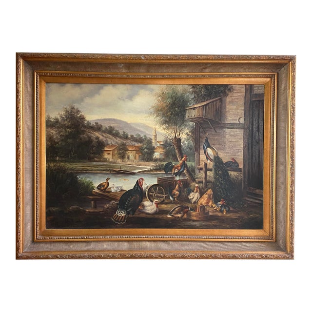 Mid 20th Century Framed Still Life of Chickens For Sale