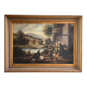 Mid 20th Century Framed Still Life of Chickens