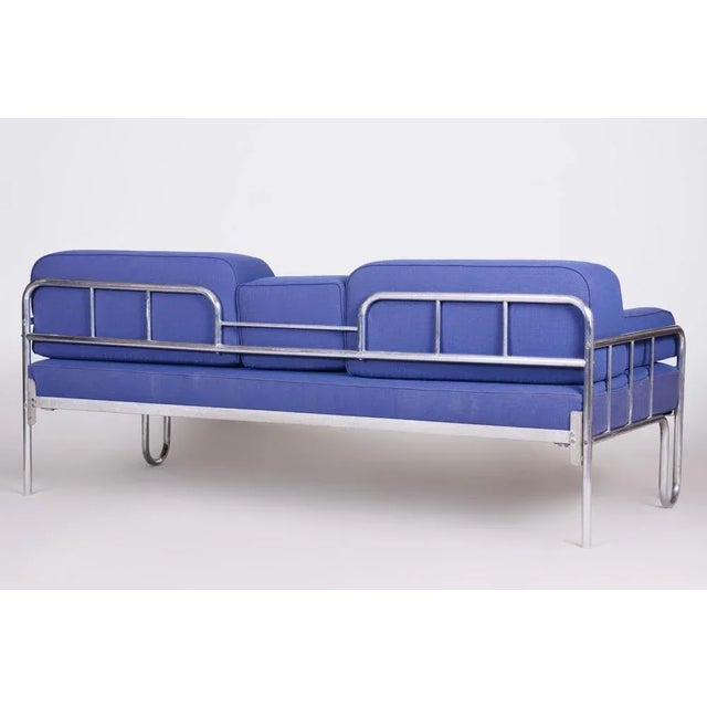 Bauhaus Sofa in Chrome-Plated Steel & New Upholstery, Czech, 1930s For Sale - Image 6 of 11