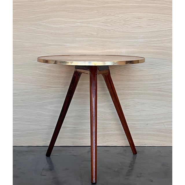 Mid Century Italian Side Table in Brass and Iron With Wood Top For Sale - Image 4 of 7