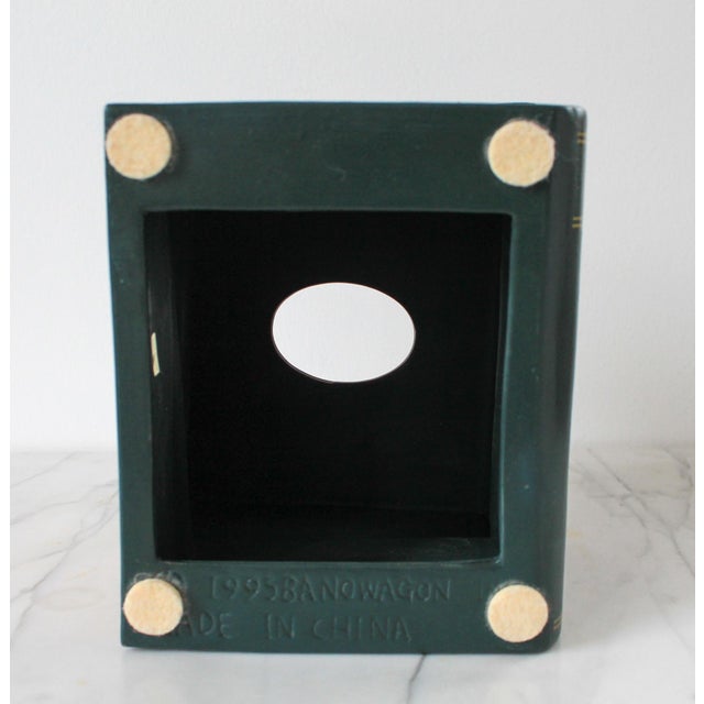 1990's Trompe l'Oeil Stacked Books Ceramic Tissue Box Cover For Sale - Image 11 of 11