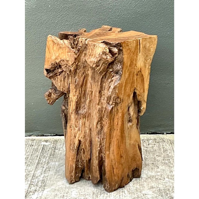 Vintage Natural Wood Stump Table For Sale - Image 11 of 12