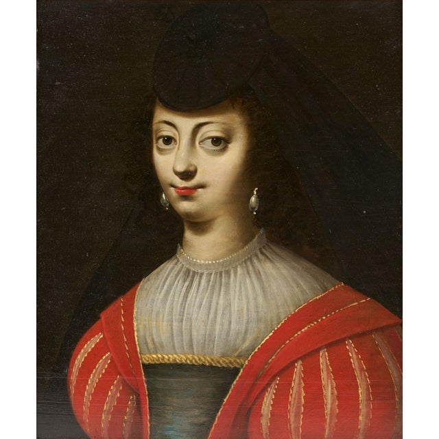 Black Pr. 17th C. European Pendant Portraits, Gustavus Adolphus & Maria Eleonora For Sale - Image 8 of 12