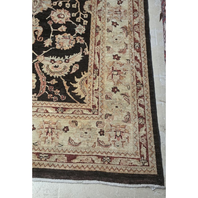 1980s Pak Oushak 9’ X 12’5” Hand-Knotted Wool Rug in Black, Ivory & Rust For Sale - Image 5 of 8