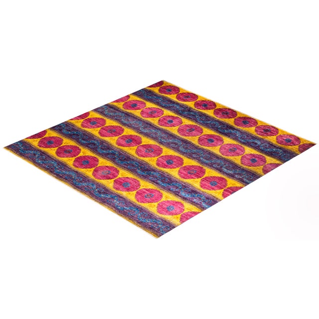 Red Modern Hand-Knotted Area Rug - Red, 11' 10" x 12' 1" For Sale - Image 8 of 8