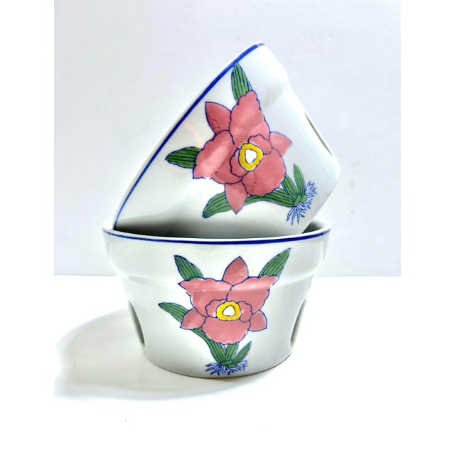 A beautiful set of orchid pots. Plenty of holes for air and drainage. A wonderful matching set. Dimensions 6.5” wide/deep...